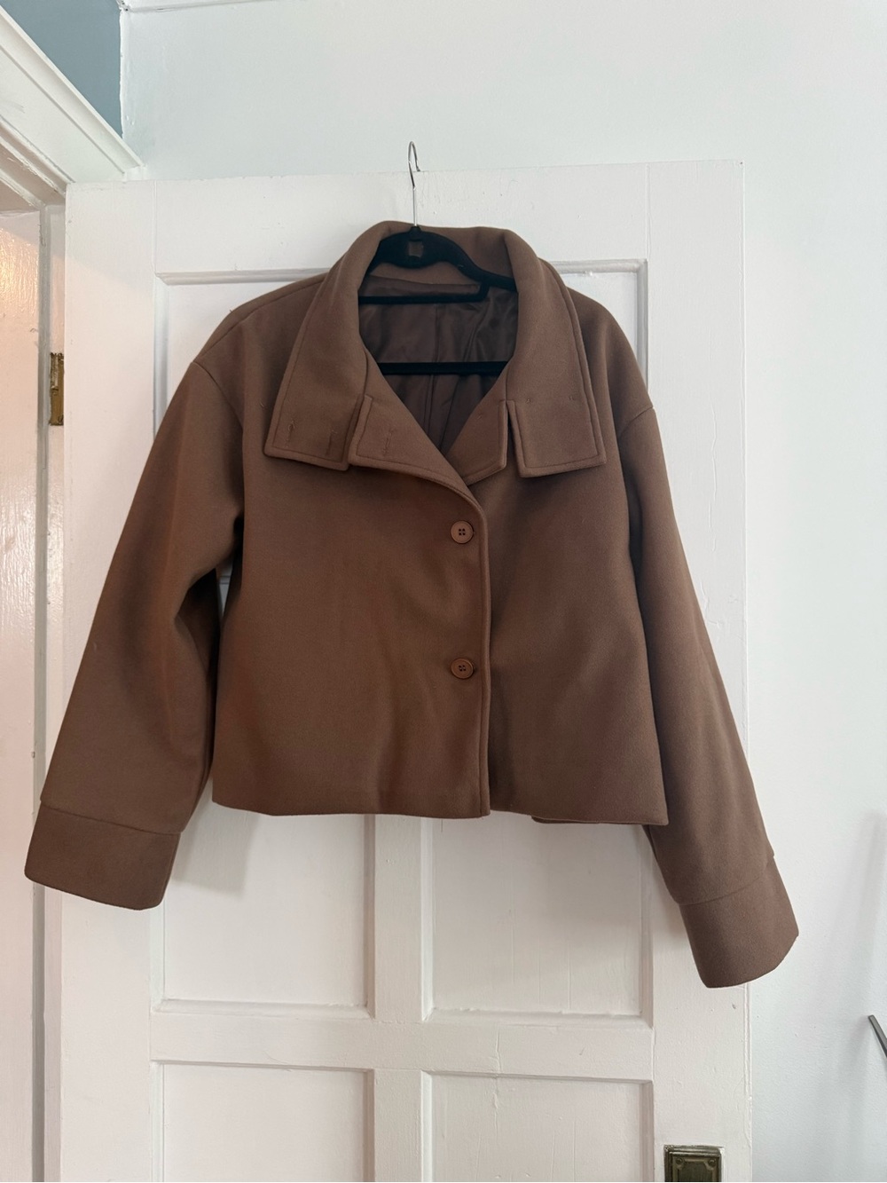 Cider Brown Short Wool-Blend Peacoat